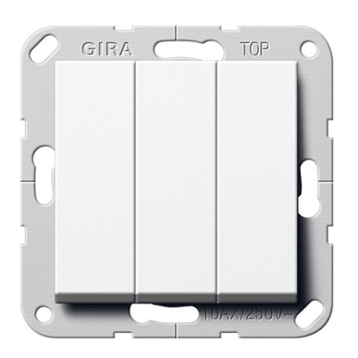 Выключатель / переключатель 3-кл. Gira 283203, System55, цвет белый глянцевый