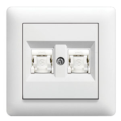 Панель подвійна для RJ12/RJ45 «Lumina-2», колір білий глянцевий