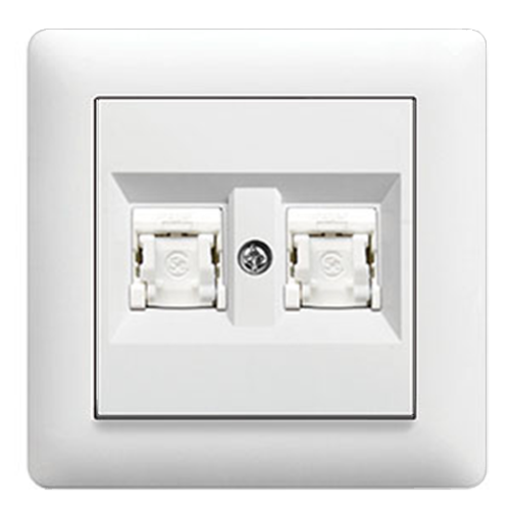Панель двойная для RJ12/RJ45 «Lumina-2», цвет белый глянцевый