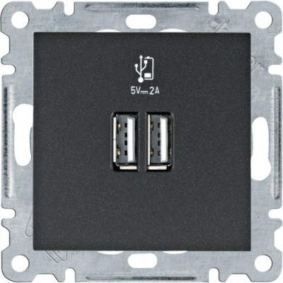 Розетка для зарядки USB, Lumina, чорний, WL4213