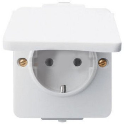Розетка з кришкою «Hermetica IP44» Polo 16000302, колір білий