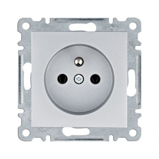 Розетка з центральним з/к Lumina, срібна, 16А/230В , WL1022