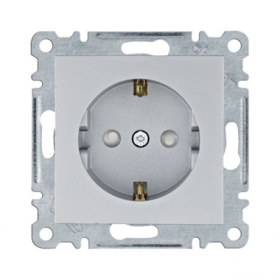 Розетка з з/к з захистом контактів Lumina,  срібна, 16А/230В , WL1062