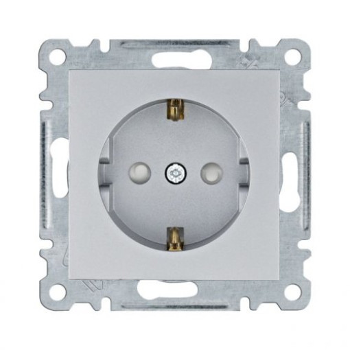 Розетка з з/к з захистом контактів Lumina,  срібна, 16А/230В , WL1062