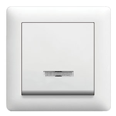 Вимикач 1-клавішний з підсвічуванням «Lumina-2», колір білий глянцевий