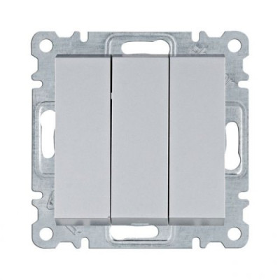Вимикач 3-клавішний Lumina, срібний, 10АХ/230В , WL0072