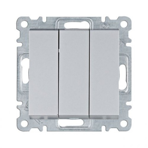 Выключатель 3-клавишный Lumina, серебро, 10АХ/230В , WL0072