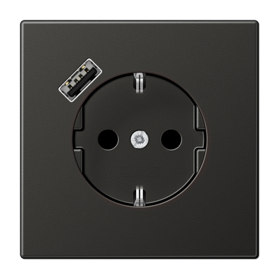 Розетка с з/к и USB-портом типа A, JUNG AL1520-18AAN Антрацит