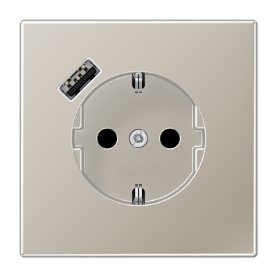 Розетка с з/к и USB-портом типа A, JUNG LS1520-18A сл. кость