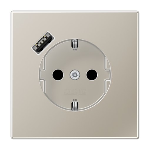 Розетка с з/к и USB-портом типа A, JUNG LS1520-18A сл. кость
