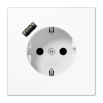 Розетка с з/к и USB-портом типа A, JUNG LS1520-18AWW белый