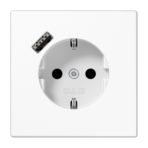 Розетка с з/к и USB-портом типа A, JUNG LS1520-18AWW белый