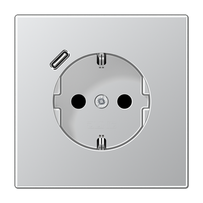 Розетка с з/к и USB-портом типа C, JUNG AL1520-18C-L Алюминий