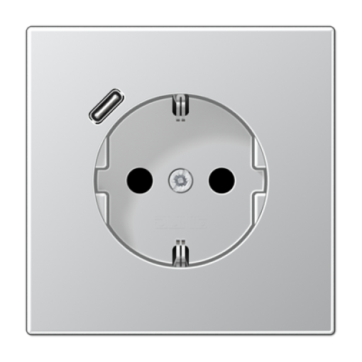 Розетка с з/к и USB-портом типа C, JUNG AL1520-18C-L Алюминий