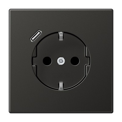 Розетка с з/к и USB-портом типа C, JUNG AL1520-18CAN-L Антрацит