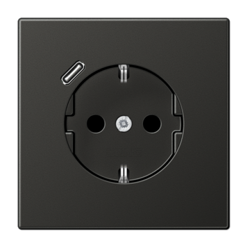 Розетка с з/к и USB-портом типа C, JUNG AL1520-18CAN-L Антрацит