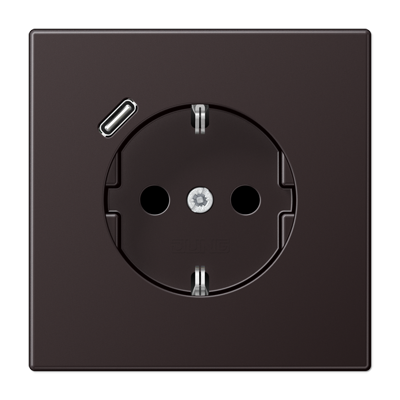 Розетка с з/к и USB-портом типа C, JUNG AL1520-18CD-L Dark