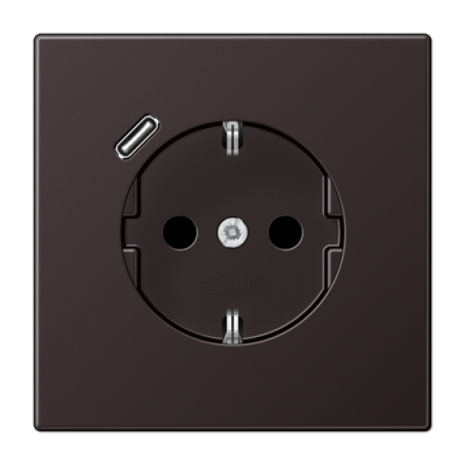 Розетка с з/к и USB-портом типа C, JUNG AL1520-18CD-L Dark