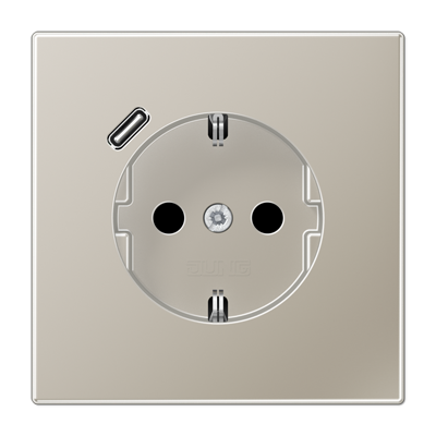Розетка с з/к и USB-портом типа C, JUNG ES1520-18C-L Edelstahl