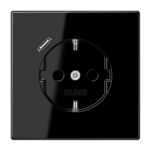 Розетка с з/к и USB-портом типа C, JUNG LS1520-18CSW черный