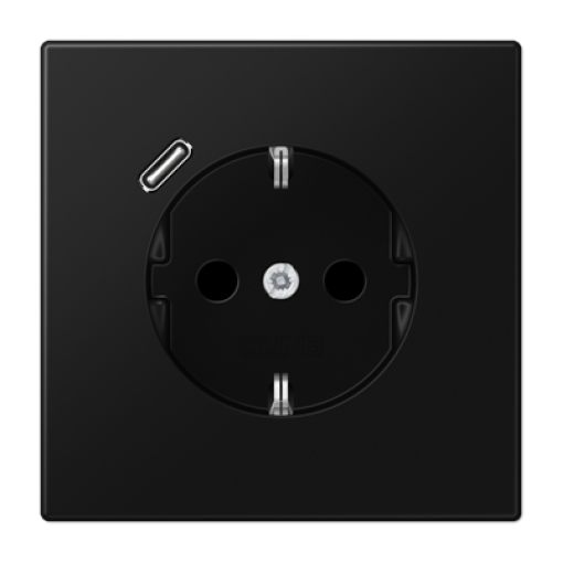Розетка с з/к и USB-портом типа C, JUNG LS1520-18CSWM чёрный графит матовый