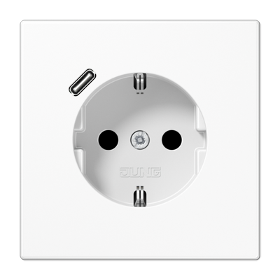 Розетка с з/к и USB-портом типа C, JUNG LS1520-18CWW белый