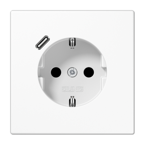 Розетка с з/к и USB-портом типа C, JUNG LS1520-18CWW белый