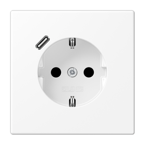 Розетка с з/к и USB-портом типа C, JUNG LS1520-18CWWM белоснежно матовый