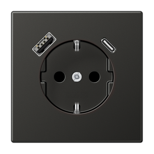 Розетка з з/к і USB тип A + USB тип C, JUNG AL1520-15CAAN-L антрацит