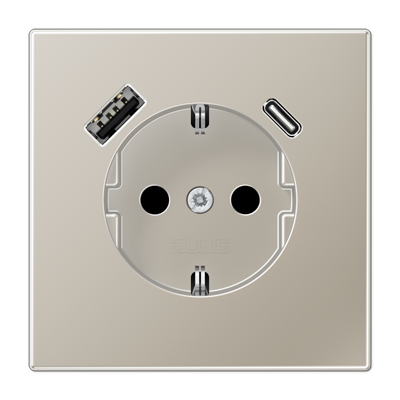 Розетка с з/к и USB тип A + USB тип C, JUNG ES1520-15CA-L Edelstahl