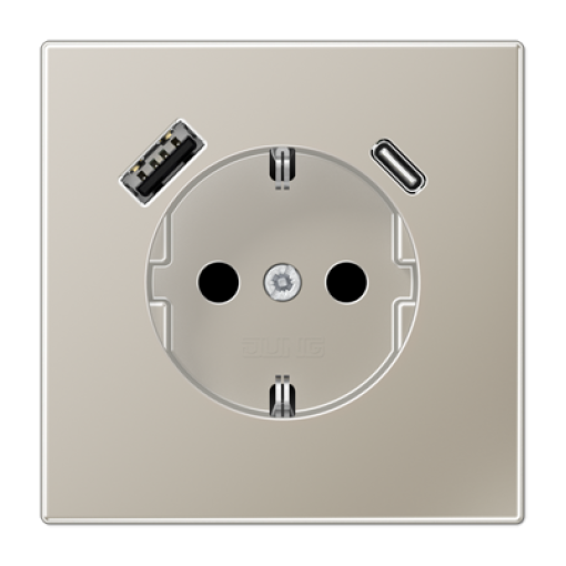 Розетка с з/к и USB тип A + USB тип C, JUNG ES1520-15CA-L Edelstahl