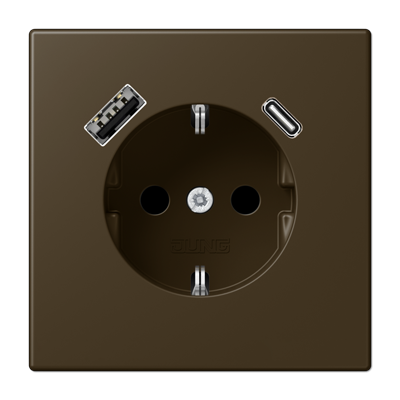 Розетка с з/к и USB тип A + USB тип C, JUNG ME1520-15CAAT-L латунь Antik