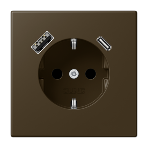 Розетка с з/к и USB тип A + USB тип C, JUNG ME1520-15CAAT-L латунь Antik