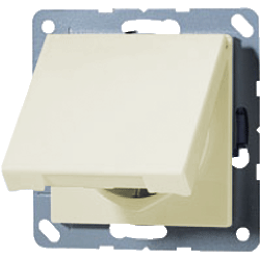 Розетка з з/к з кришкою IP44 JUNG AS520BFKL слонова кістка