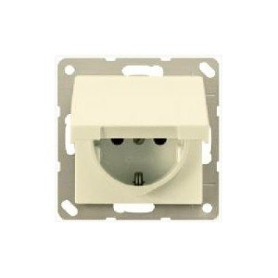 Розетка з з/к з кришкою IP44 JUNG AS520KL слонова кістка