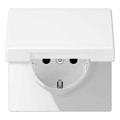 Розетка з з/к з кришкою JUNG LS1520BFKLWWM білосніжно матовий