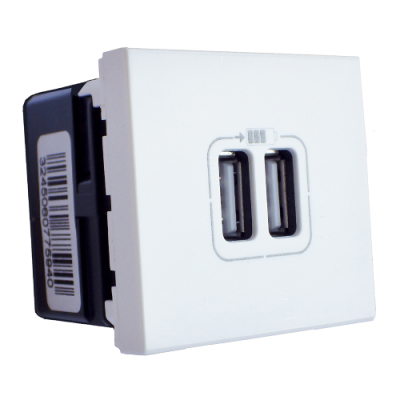 Джерело живлення USB 2-виходу, білий, Mosaic