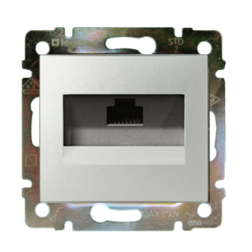 Компьютерная розетка 1хRJ45 5кат UTP 770238 Legrand Valena, цвет алюминий Компьютерная розетка 1хRJ45 5кат UTP 770238 Legrand Valena, цвет алюминий