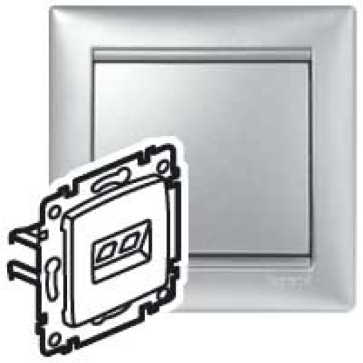 Компьютерная розетка 1хRJ45 5кат UTP 770238 Legrand Valena, цвет алюминий
