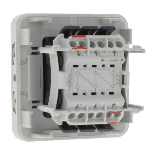 Механізм перемикача 2-кл 10А IP55 «Legrand» Plexo — 69525, колір сірий