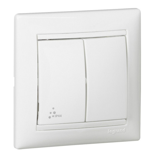 Переключатель 2-клавишный IP-44 Legrand Valena 770098, цвет белый
