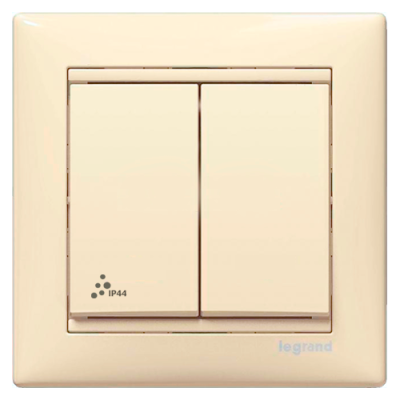 Переключатель 2-клавишный IP-44 Legrand Valena 774198, цвет слоновая кость