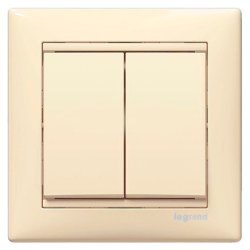 Переключатель 2-клавишный (проходной) Legrand Valena 774308, цвет слоновая кость