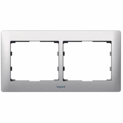 Рамка 2-а «Galea Life» метал, колір — «Brushed Aluminium»