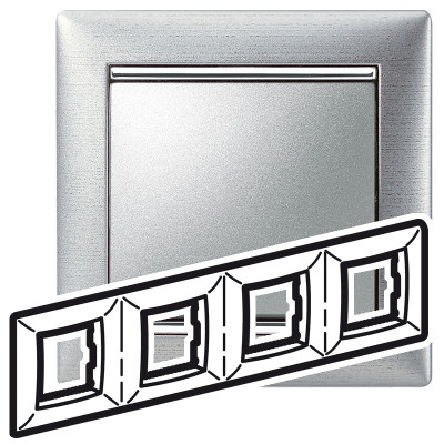 Рамка установча 4-а Legrand Valena 770334, колір «алюміній матовий»