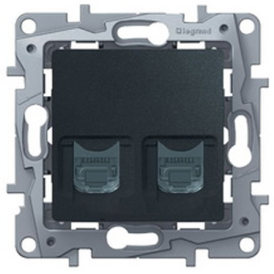 Розетка интернет двойная RJ-45, UTP, кат. 5E, Legrand Etika (антрацит)