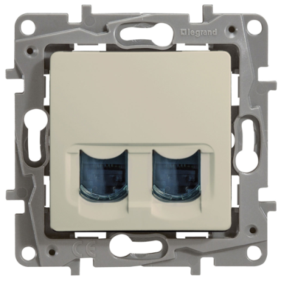 Розетка интернет двойная RJ-45, UTP, кат. 5E, Legrand Etika (слоновая кость)