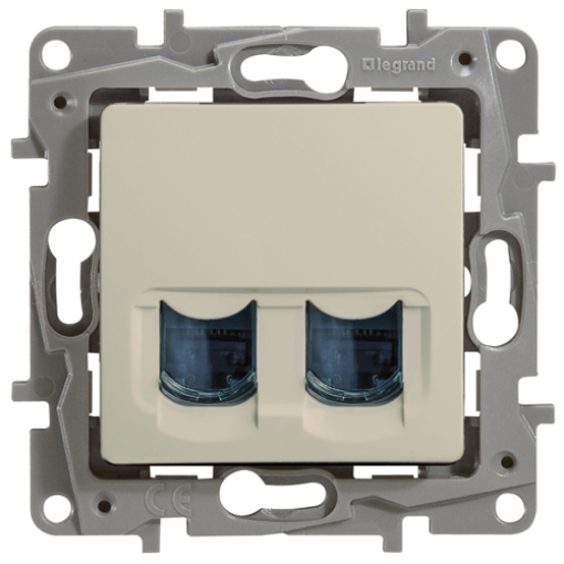 Розетка интернет двойная RJ-45, UTP, кат. 5E, Legrand Etika (слоновая кость)