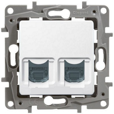 Розетка интернет двойная RJ-45, UTP, кат. 6, Legrand Etika (белый)