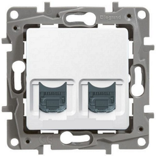 Розетка інтернет подвійна RJ-45, UTP, кат. 6, Legrand Etika (білий)